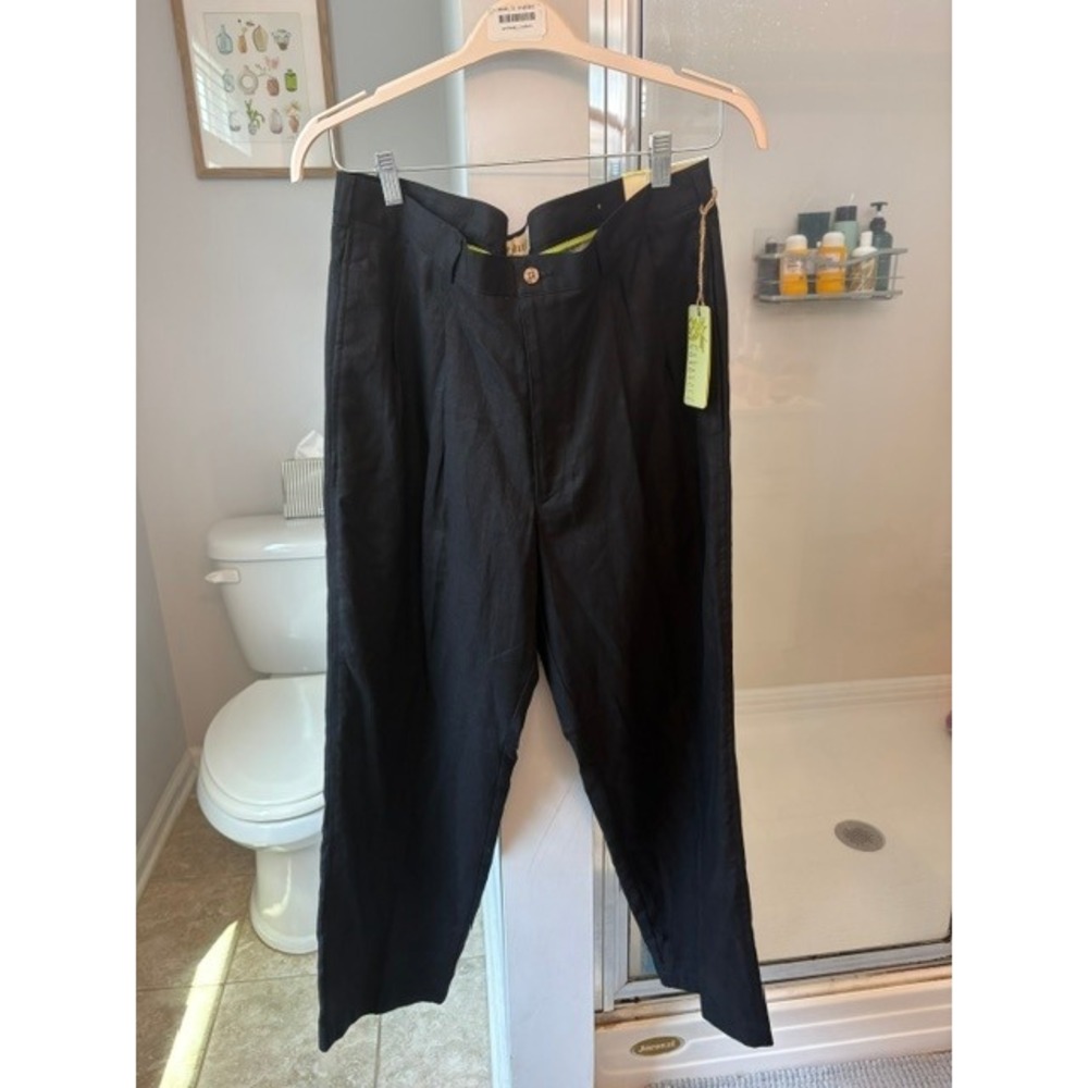 Cubavera Men's Linen Pants 36x30 Black Pleated Dress Casual NWT 100% Linen